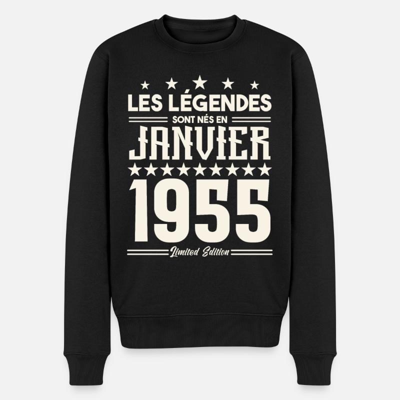 Geburtstagsgeschenk Januar 1955. Januar 1955. - Männer Premium Bio Pullover - Schwarz