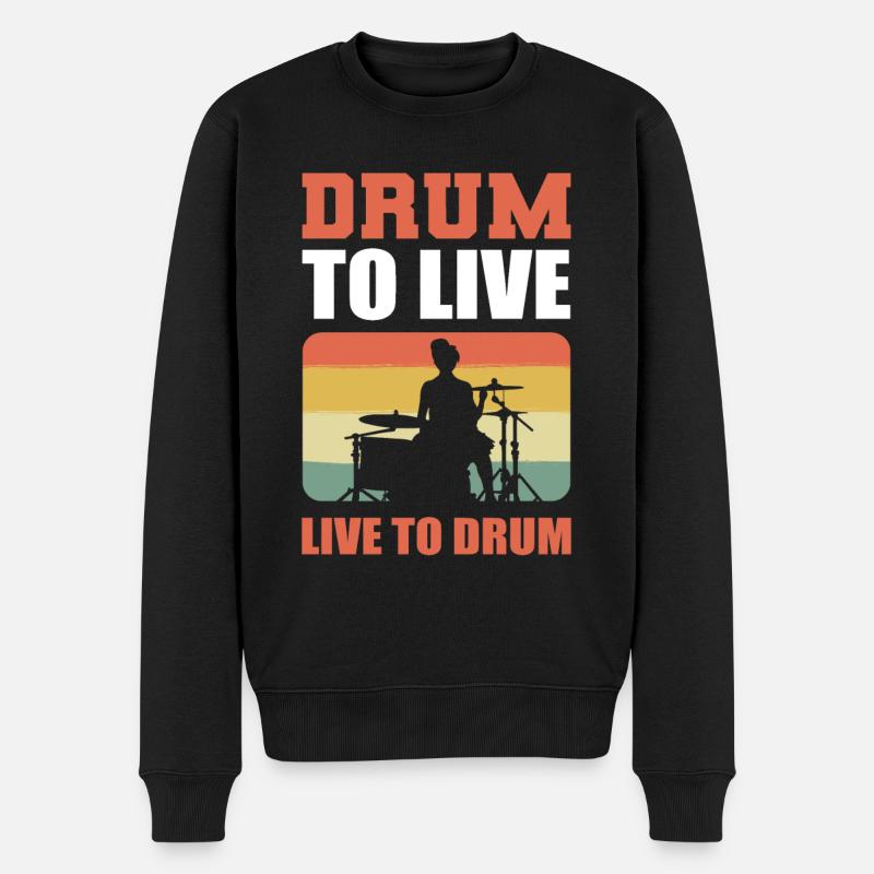 Live to Drum. Drum to Live Drummer Drumset - Männer Premium Bio Pullover - Schwarz