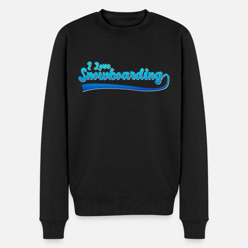 Ich liebe snowboarden - Männer Premium Bio Pullover - Schwarz