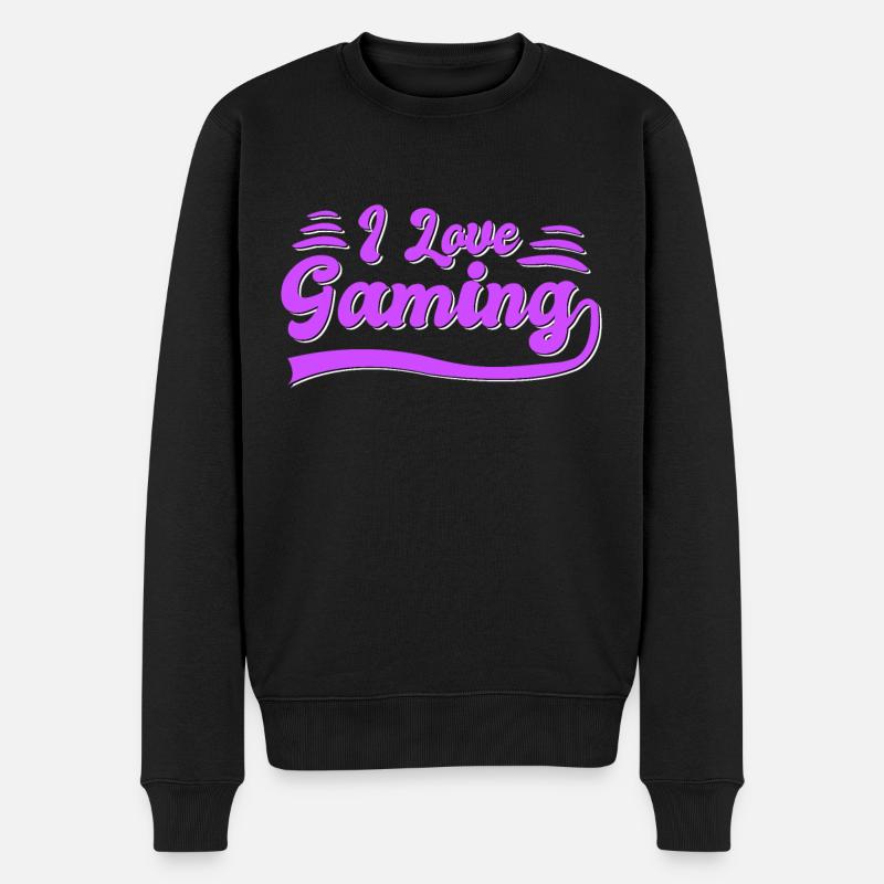 Ich liebe gaming - Männer Premium Bio Pullover - Schwarz