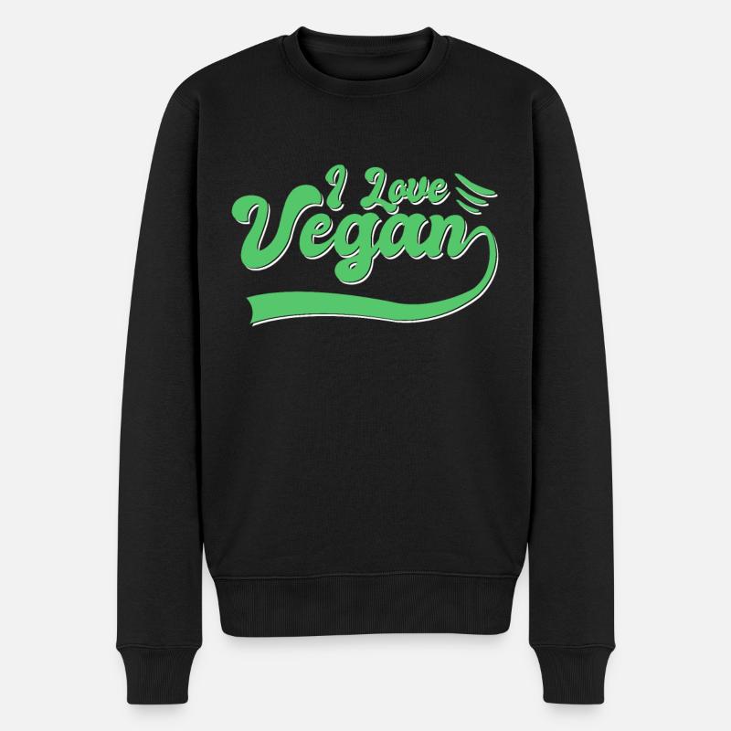 Vegan - Männer Premium Bio Pullover - Schwarz
