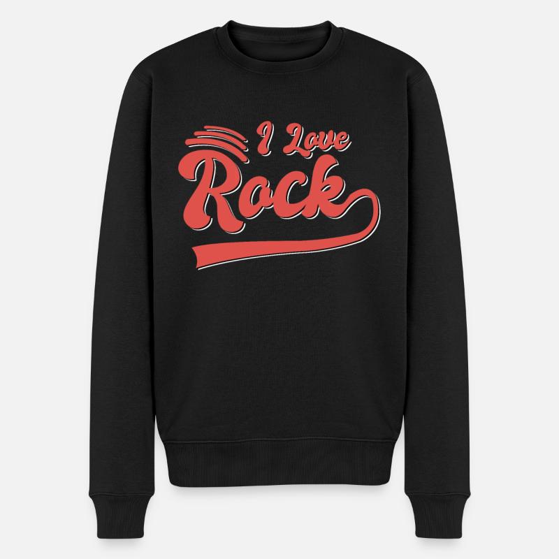 Ich liebe Rock - Männer Premium Bio Pullover - Schwarz