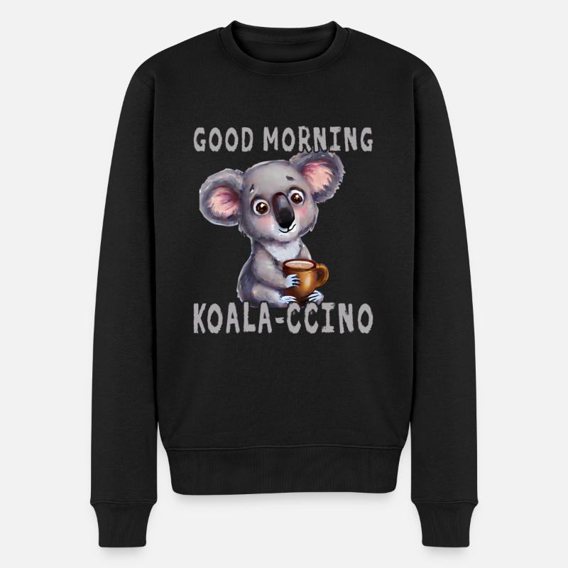 Guten Morgen Koala-Cchino - Männer Premium Bio Pullover - Schwarz