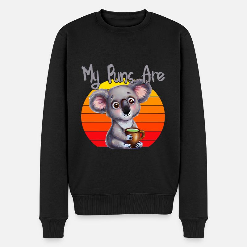 my puns are koala tea - Männer Premium Bio Pullover - Schwarz