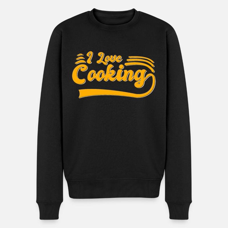 I love cooking - Männer Premium Bio Pullover - Schwarz