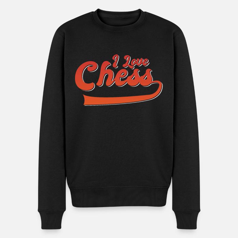 Ich liebe Schach - Männer Premium Bio Pullover - Schwarz