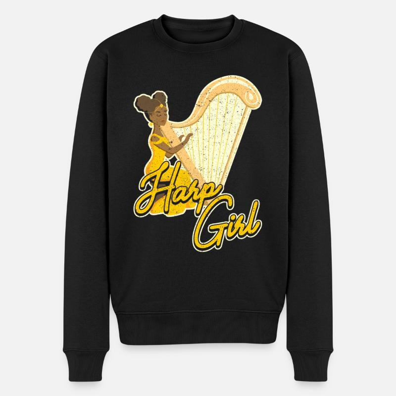 Harp Girl Harfe - Männer Premium Bio Pullover - Schwarz