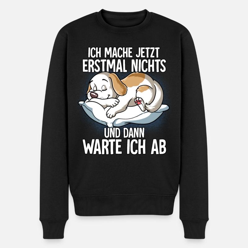 Langschläfer Hund Müde Schlaf - Männer Premium Bio Pullover - Schwarz