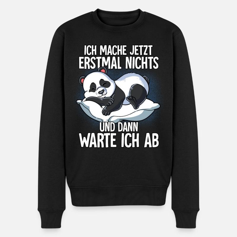 Langschläfer Panda Müde Schlaf - Männer Premium Bio Pullover - Schwarz