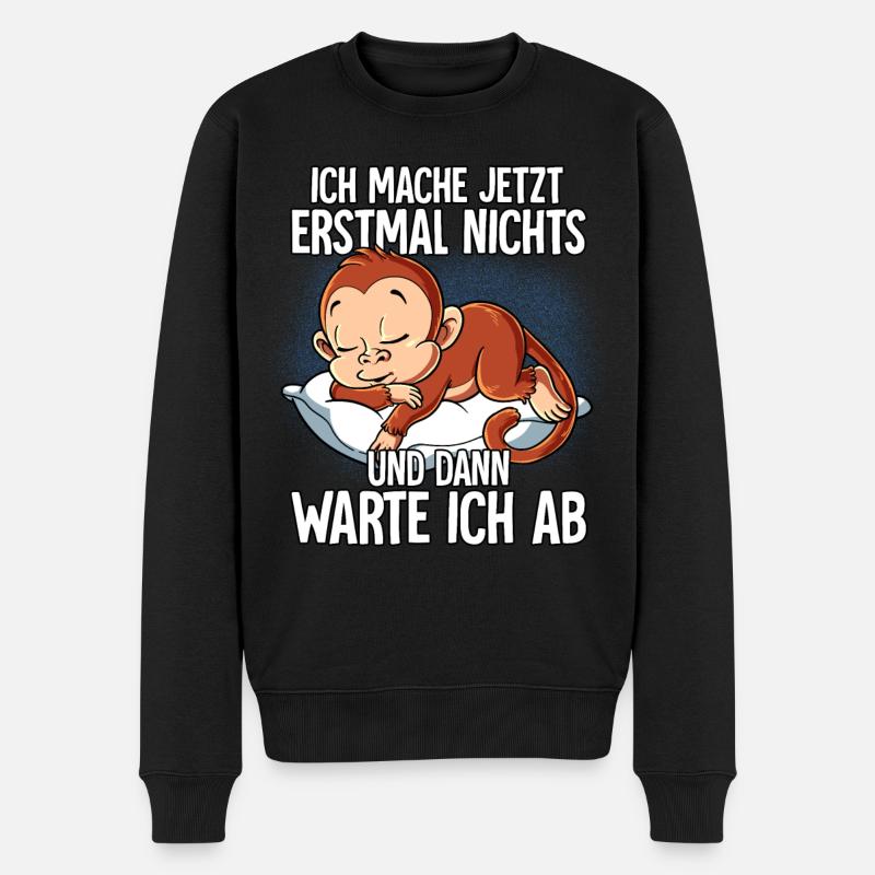 Langschläfer Affe Müde Schlaf - Männer Premium Bio Pullover - Schwarz
