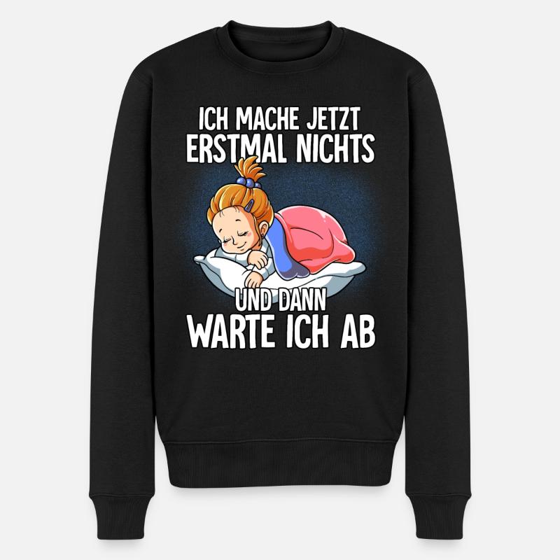 Langschläfer Mädchen Müde Schlaf - Männer Premium Bio Pullover - Schwarz