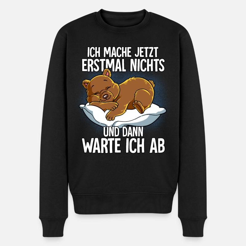 Langschläfer Bär Müde Schlaf - Männer Premium Bio Pullover - Schwarz