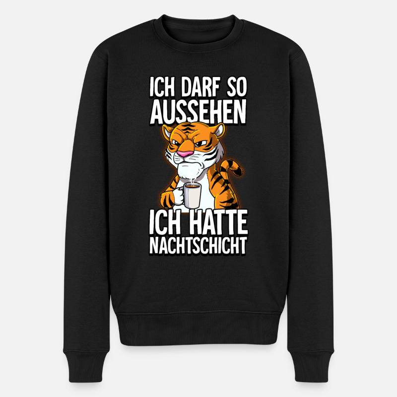 Ich Hatte Nachtschicht Kaffee Tiger - Männer Premium Bio Pullover - Schwarz