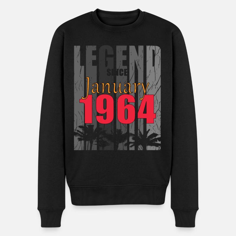 Januar 1964 geboren 58. Geburtstag - Männer Premium Bio Pullover - Schwarz