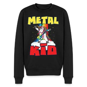 Rock Sign Guitare Licorne Arc-en-ciel Métal Musique pour enfants - Pull Premium bio Homme - noir - Devant - Nico (187cm)