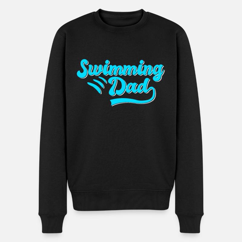 Schwimmen Papa Geschenk - Männer Premium Bio Pullover - Schwarz