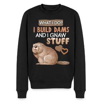 Lustiger-Biber, Biber-Spruch, Wortspiel, Pun - Männer Premium Bio Pullover - Schwarz - Vorne - Nico (187cm)