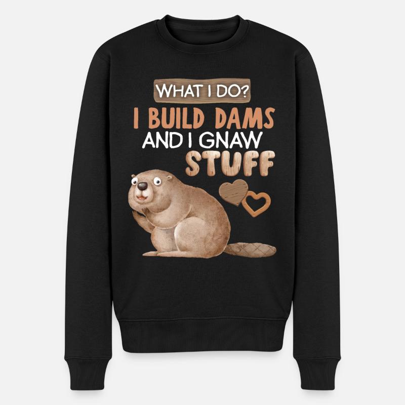 Lustiger-Biber, Biber-Spruch, Wortspiel, Pun - Männer Premium Bio Pullover - Schwarz