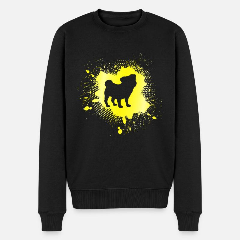 Mops - Männer Premium Bio Pullover - Schwarz