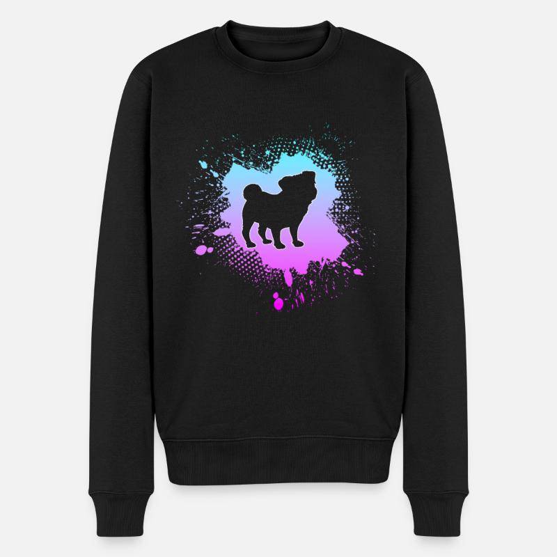 Mops - Männer Premium Bio Pullover - Schwarz