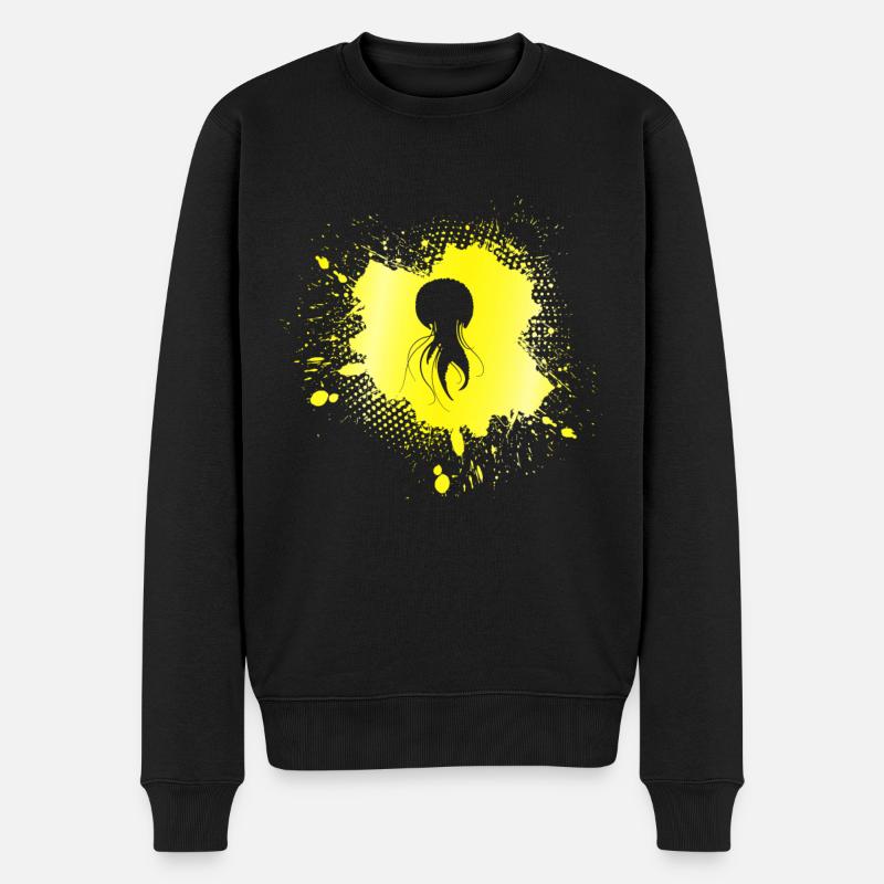 Qualle - Männer Premium Bio Pullover - Schwarz