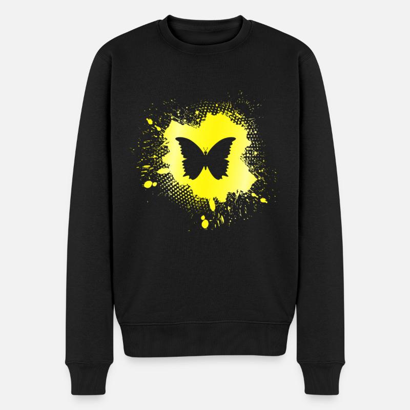 Schmetterling - Männer Premium Bio Pullover - Schwarz