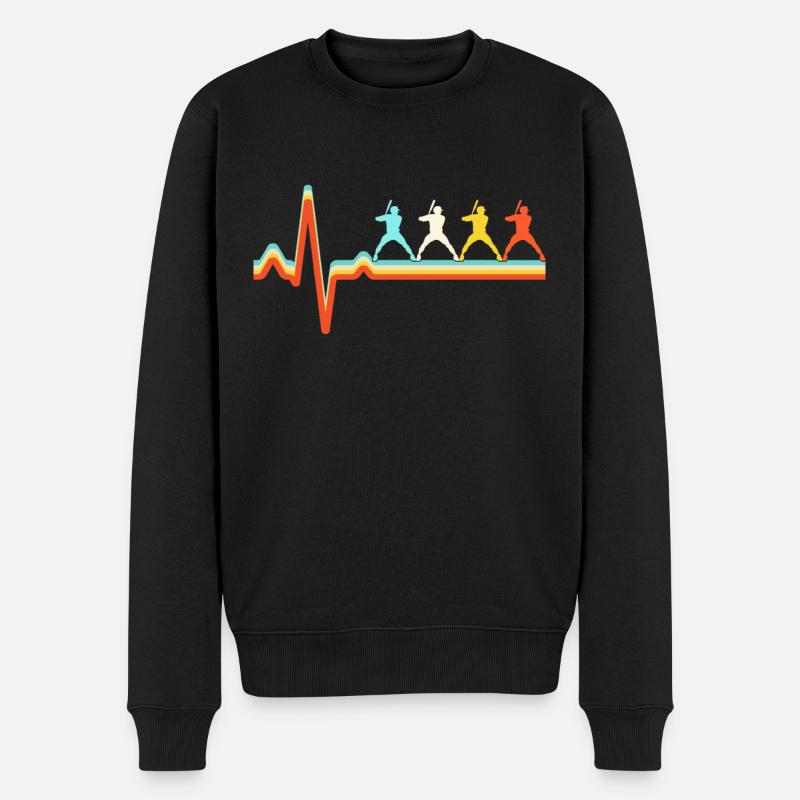 Baseball Retro Herzschlag - Männer Premium Bio Pullover - Schwarz