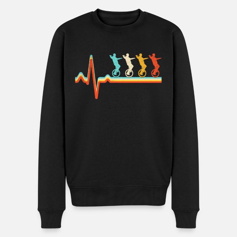 Unicycle Retro Heartbeat - Pull Premium bio Homme - noir