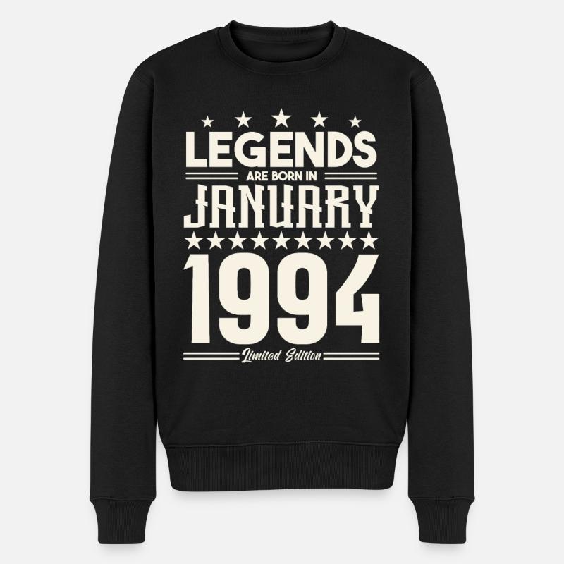 Geschenklegende Januar 1994. Geschenk Januar 1994. - Männer Premium Bio Pullover - Schwarz