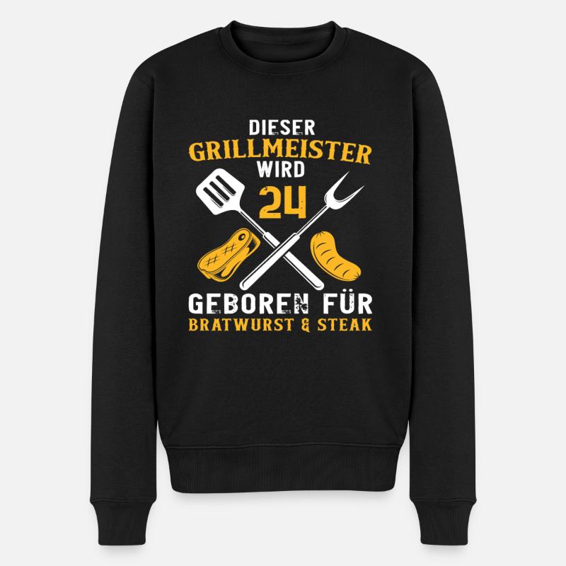 Witzig 24 Geburtstag Grill Griller Grillen Spruch - Männer Premium Bio Pullover - Schwarz