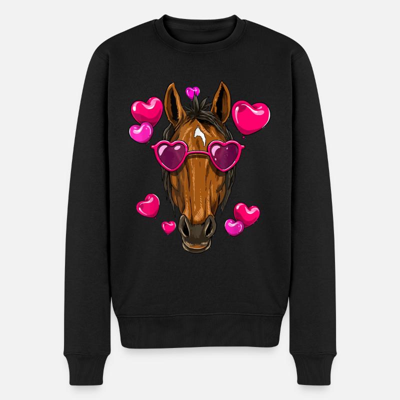 Valentinstag Pferdehemd Lustiger Pferdeliebhaber Geschenk - Männer Premium Bio Pullover - Schwarz