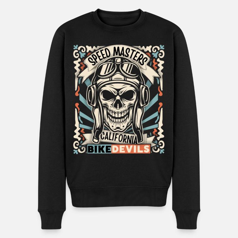 Lachender Totenkopf, Totenschädel, Biker-Skull - Männer Premium Bio Pullover - Schwarz