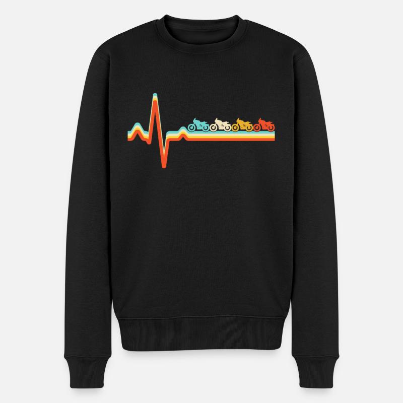Motorrad Retro Herzschlag - Männer Premium Bio Pullover - Schwarz