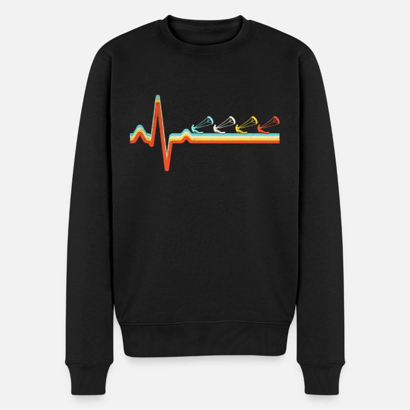 Kite Surf Rétro Heartbeat - Pull Premium bio Homme - noir