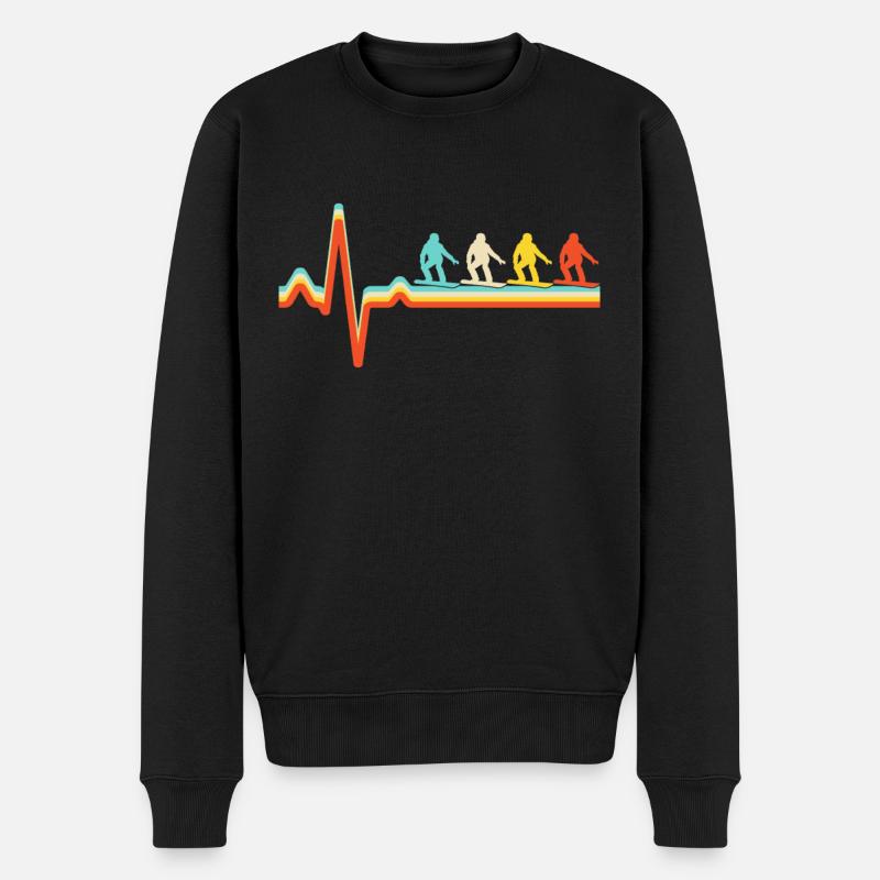Snowboard Rétro Heartbeat - Pull Premium bio Homme - noir