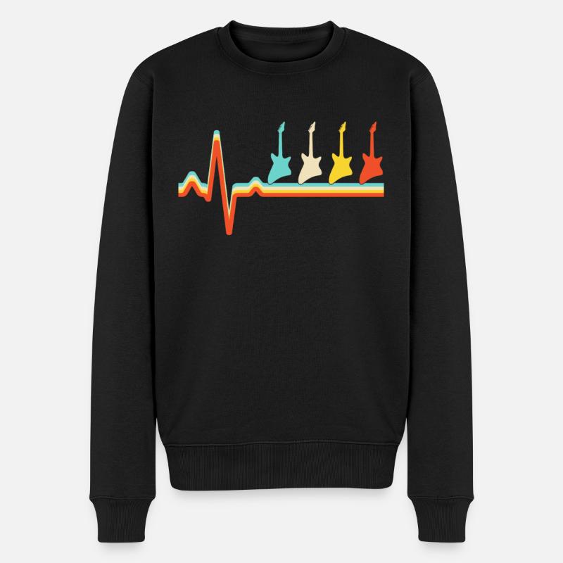 Rock Retro Hjerteslag - Økologisk premium-sweatshirt til mænd - sort