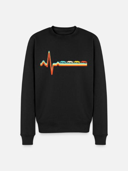 Crocodile Retro Heartbeat - Men's Premium Organic Jumper - black