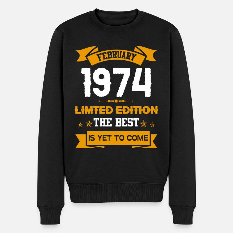 Février 1974 Cadeau d’anniversaire - Pull Premium bio Homme - noir