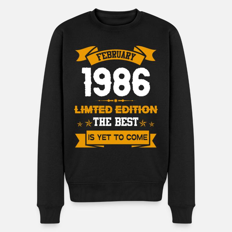 Février 1986 Cadeau d’anniversaire - Pull Premium bio Homme - noir