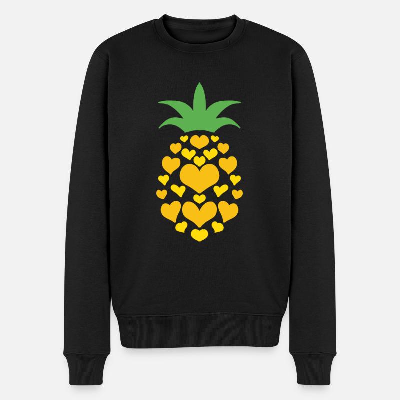 Ananas Herz - Männer Premium Bio Pullover - Schwarz