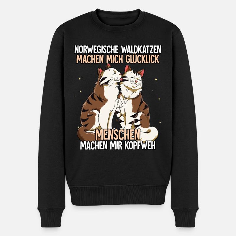 Norwegische Waldkatzen - Männer Premium Bio Pullover - Schwarz
