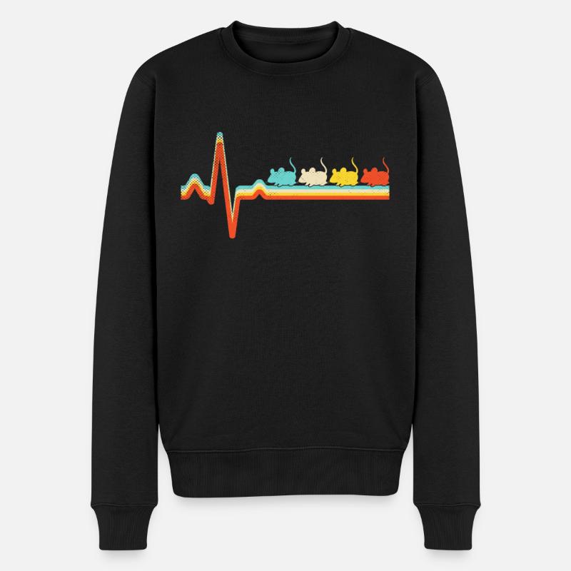 Souris Retro Heartbeat - Pull Premium bio Homme - noir