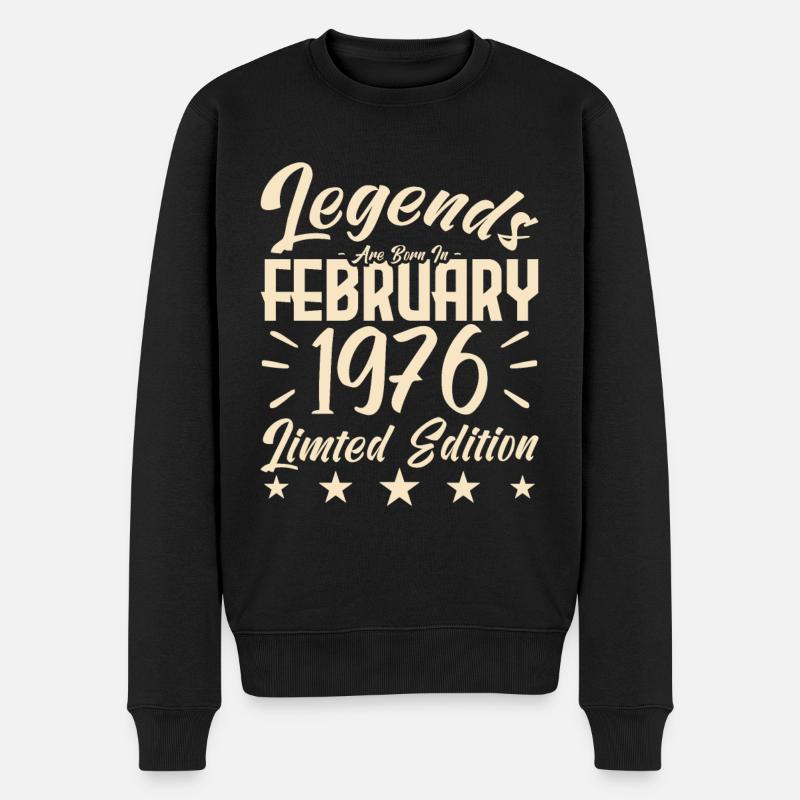 Geboren im Februar 1976. Geburtstagsgeschenk. - Männer Premium Bio Pullover - Schwarz