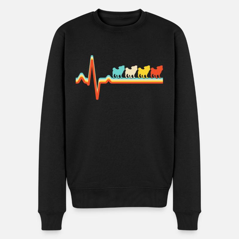 Pug Retro Heartbeat - Pull Premium bio Homme - noir