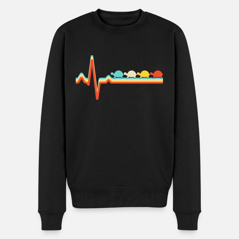 Tortue Rétro Heartbeat - Pull Premium bio Homme - noir