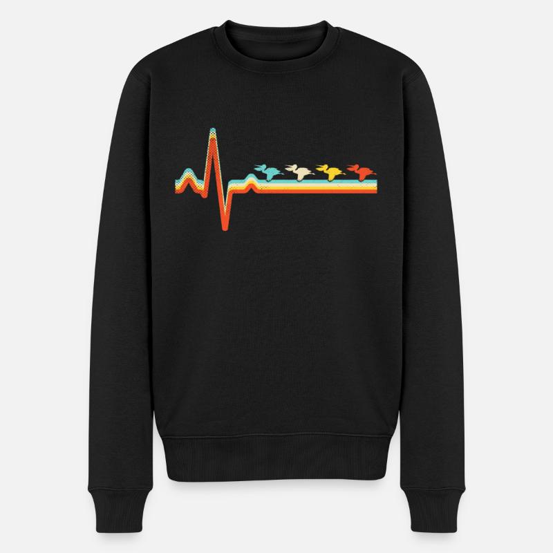 Pelikan Retro Herzschlag - Männer Premium Bio Pullover - Schwarz