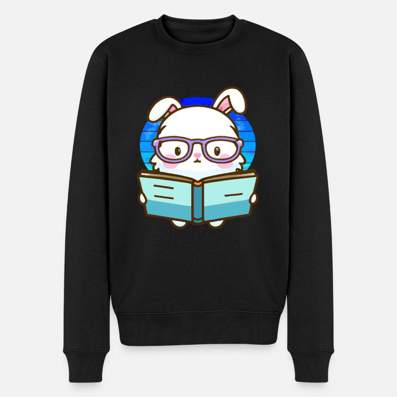 Lapin rat de bibliothèque - Pull Premium bio Homme - noir