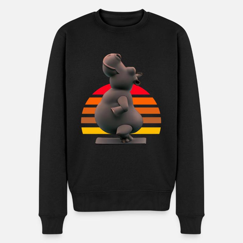 Yoga Hippo - Männer Premium Bio Pullover - Schwarz