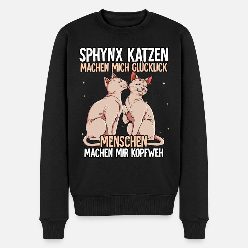 Sphynx Katzen - Männer Premium Bio Pullover - Schwarz