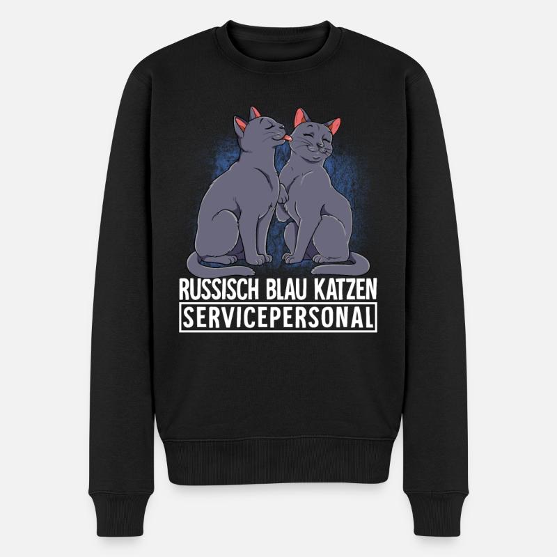 Russisch Blau Katze - Männer Premium Bio Pullover - Schwarz